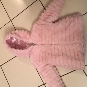 Girls  Bon be'be' pink fur coat