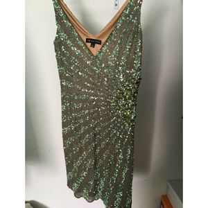 Aidan Mattox Green sequence dress