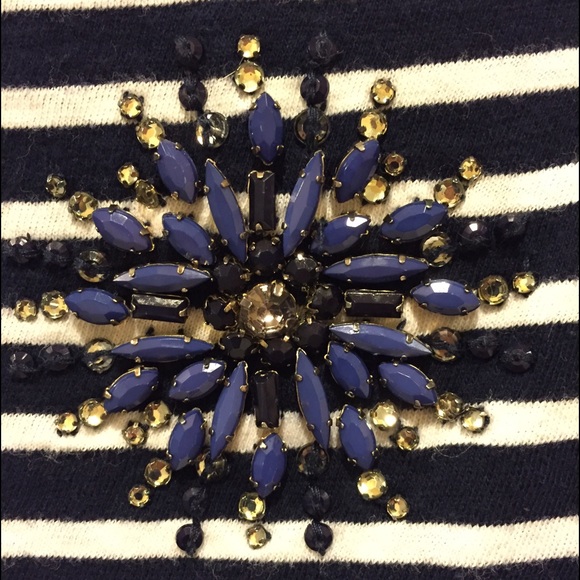 *PRICE DROP* J.Crew Striped Top w/ Beading - Picture 2 of 3