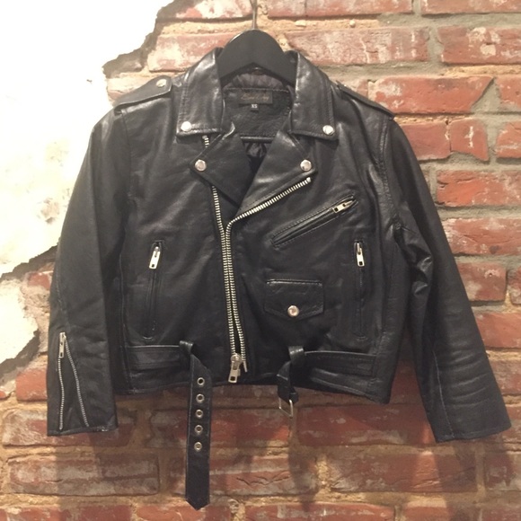 Bona Drag Cropped Leather Moto Jacket