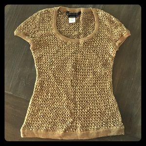BCBG Gold Sequin Cap Sleeve Top Size XS