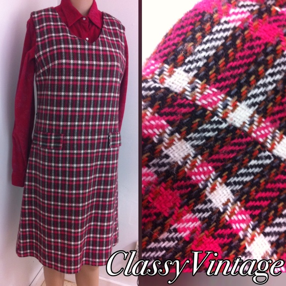 Vintage Dresses & Skirts - VINTAGE pink plaid jumper.