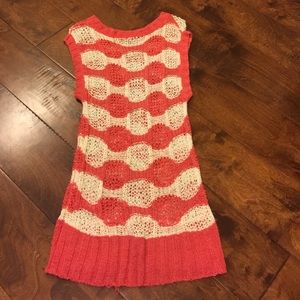 Umgee sweater tunic,coral and ivory