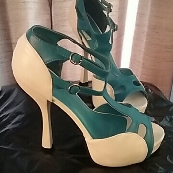 Cobalt blue and white platform heels