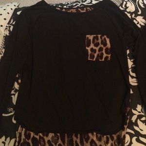 High-low cheetah pocket shirt