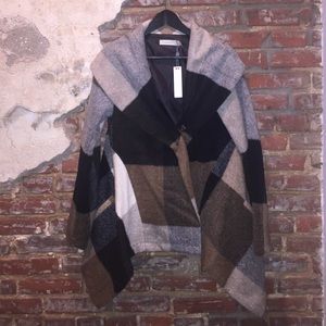 Costa Blanca Neutral Plaid Oversized Jacket