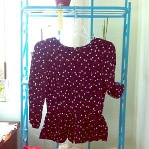White & red dotted blouse