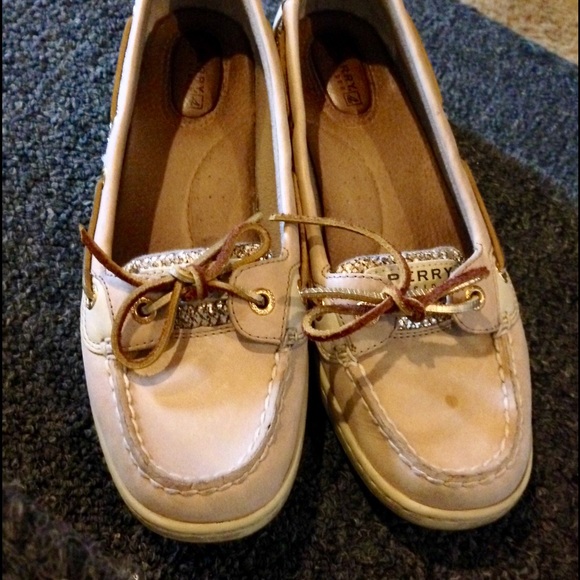 Almost New Gold Glitter Sperry Top Slider Size 8