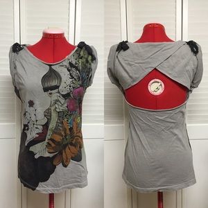 NWOT cutout back, ribbon tied sleeves
