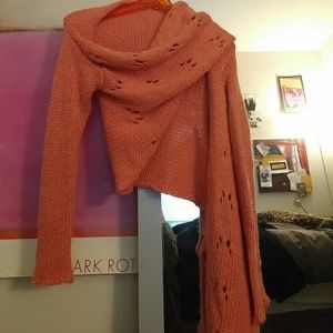 Knitted oversized wrap sweater