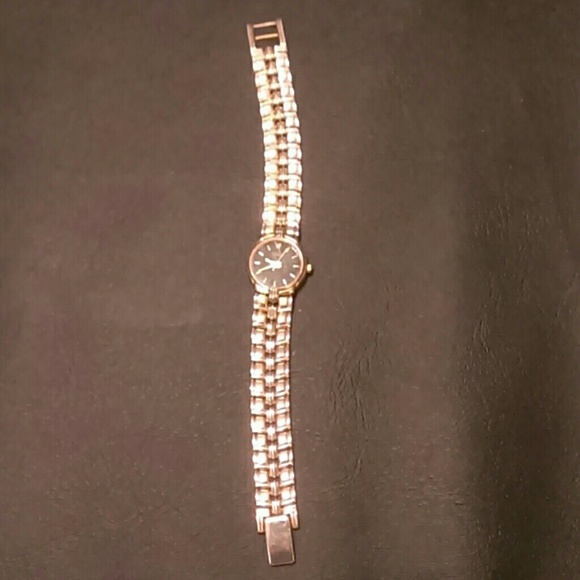 Gold Watch with Black Face