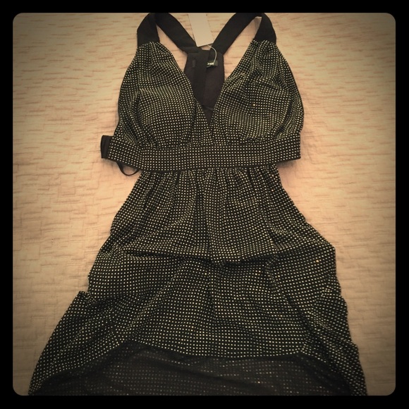 NYE Bebe dress... Black with silver rhinestones.