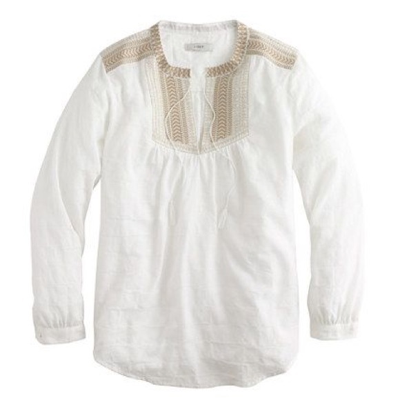 J.Crew embroidered peasant blouse