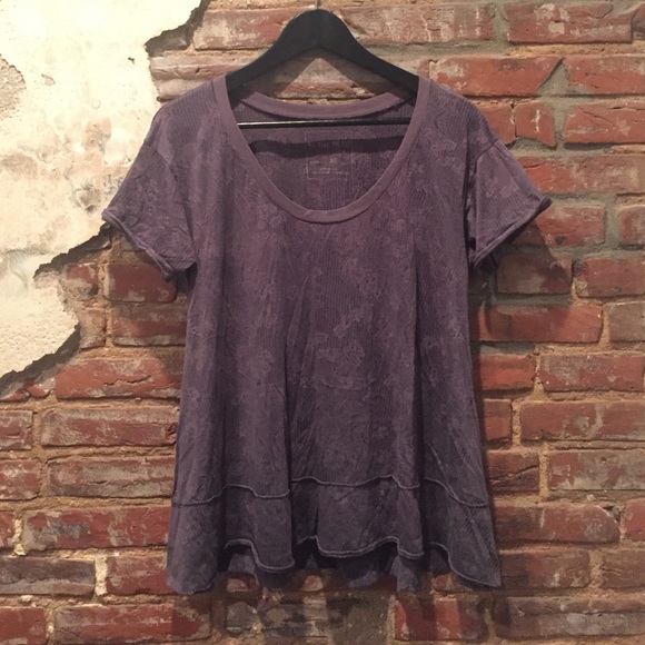 Free People Burnout Lace Print Swing Tee