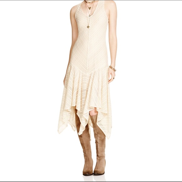 Cream Handkerchief Hem Dress