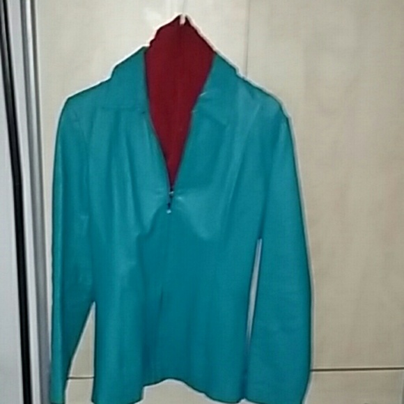 Turquoise Blue Leather Jacket
