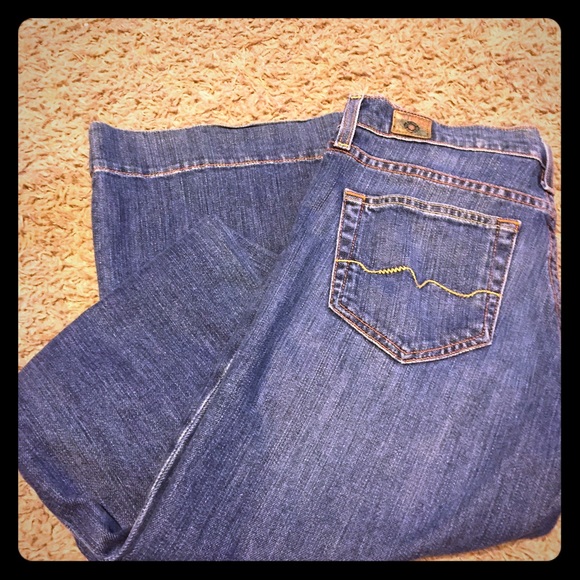 Vintage Red Engine flared jeans.