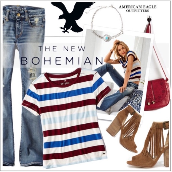 NWOT American Eagle Soft & Sexy Striped Tee XS - Picture 4 of 4