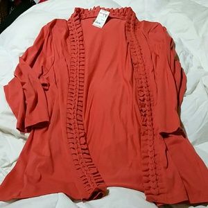 Orange knit jersey cardigan