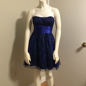 Blue Strapless Prom Dress