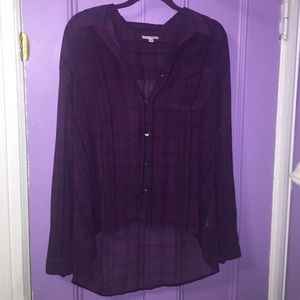 Sheer plaid blouse