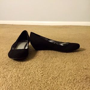 Fergalicious black suede wedge