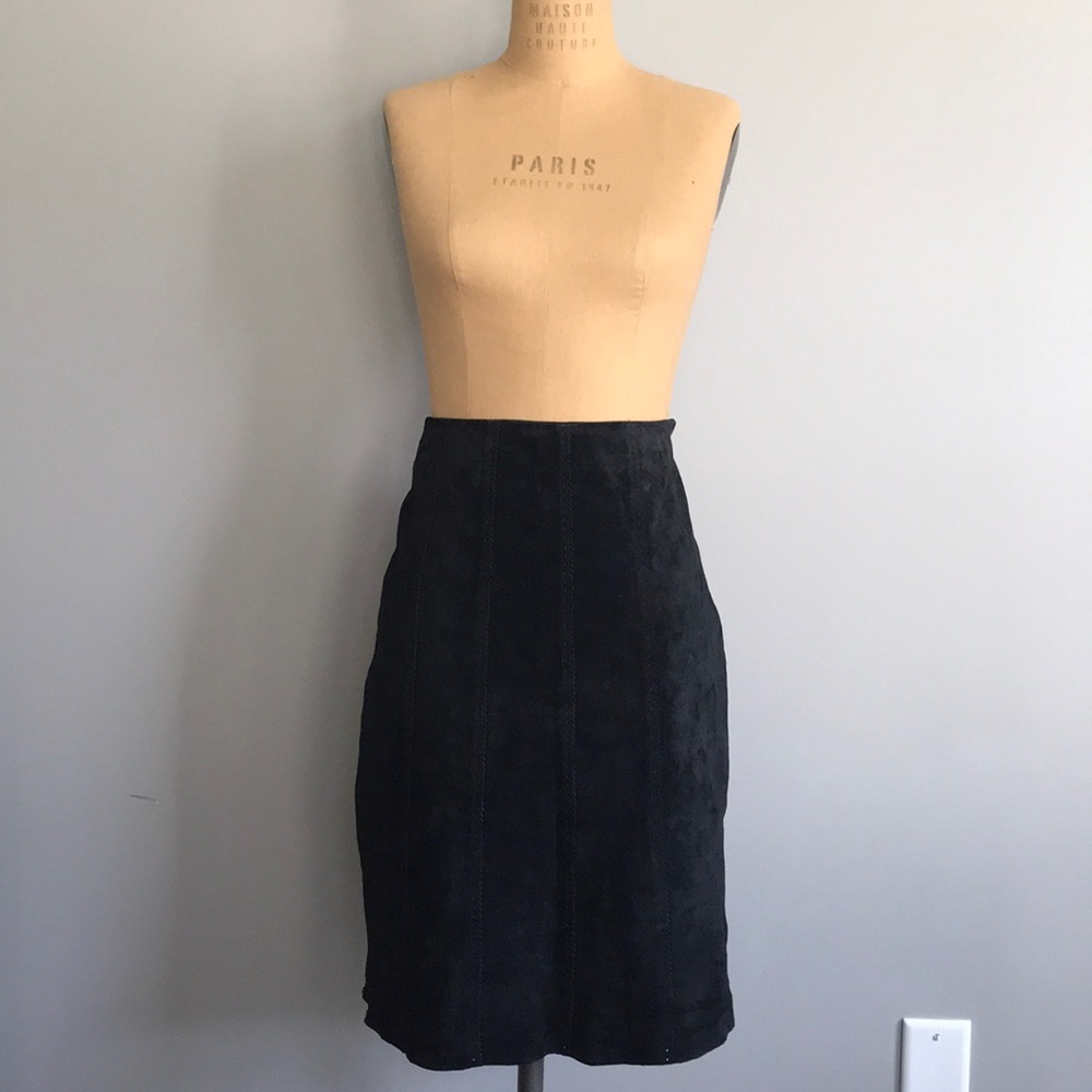Black suede pencil skirt
