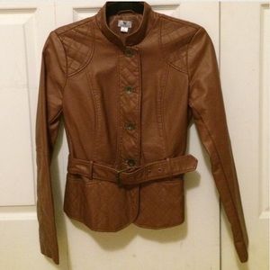 Faux leather chestnut colored jacket