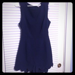 Navy blue scallop romper open back!