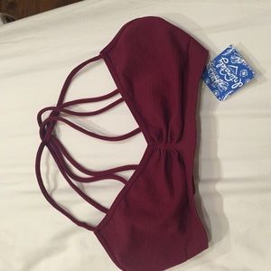 Maroon/burgundy strappy back bralette  NWT
