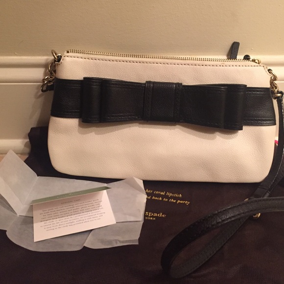 Kate Spade Ivory Crossbody Bag w/Black Bow