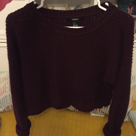 Forever 21 Sweaters - Knit burgundy forever 21 crop sweater