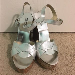 Metallic wedge sandal by Michael Michael Kors