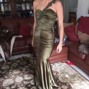 Olive Green Mermaid Prom Formal Dress