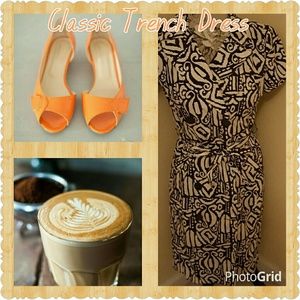 Cato  brown & white trench dress