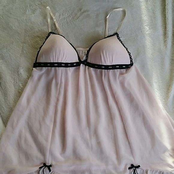 Sheer pink/ black baby doll lingerie