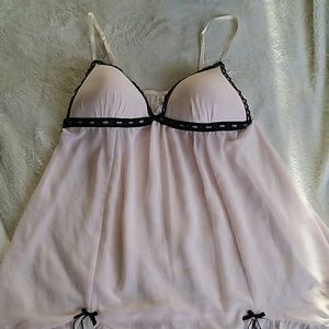 Sheer pink/ black baby doll lingerie