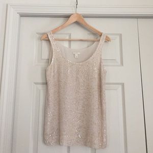 J. Crew Sequined Silk Tank