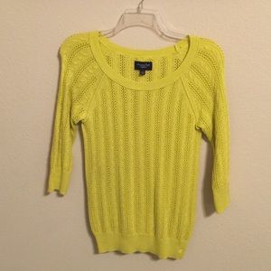 American Eagle Outfitters Neon Yellow Knit Sweater