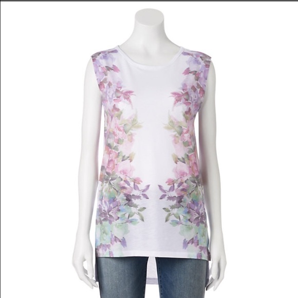 Painterly floral muscle tee - Picture 2 of 3