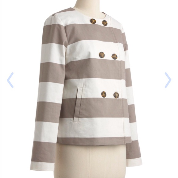 Striped canvas Jacket sz S Jack by BB Dakota grey - Picture 2 of 4