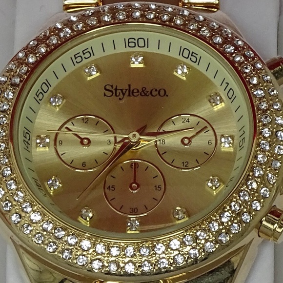 Style & Co. Accessories - Watch Gold Diamonds Chron Fashion Z44