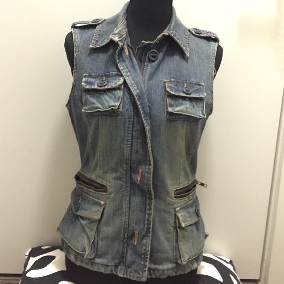 Denim Jacket revamp as a vest size small . Women