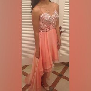 Coral Pink High Low Dress