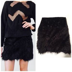 Faux Fur & Velvet "Twisted" Miniskirt NWOT sz S