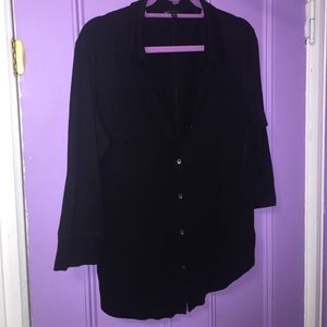 3/4 black collared knit
