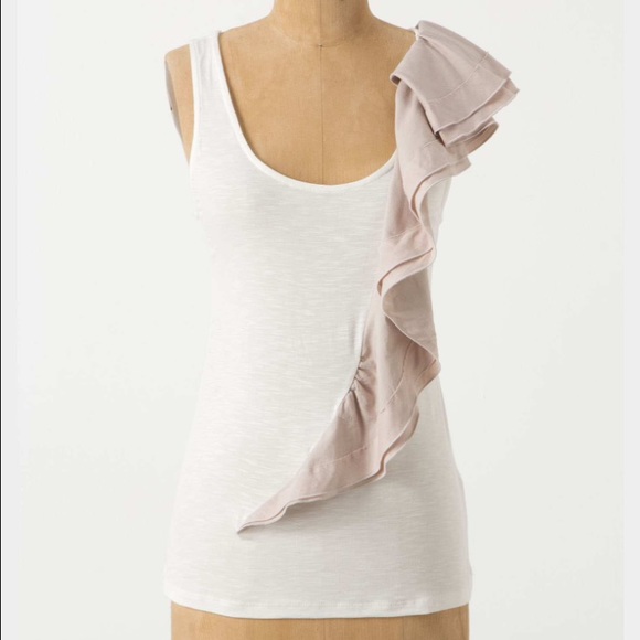 Anthropologie white ruffle sculpted tank sz S