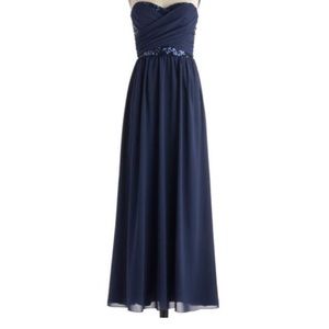 Navy Blue Floor Length Formal Gown