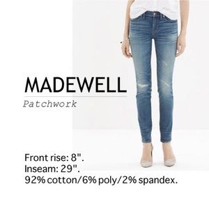Madewell skinny skinny distressed patched