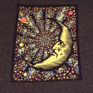 Star and moon black light  small tapestry.
